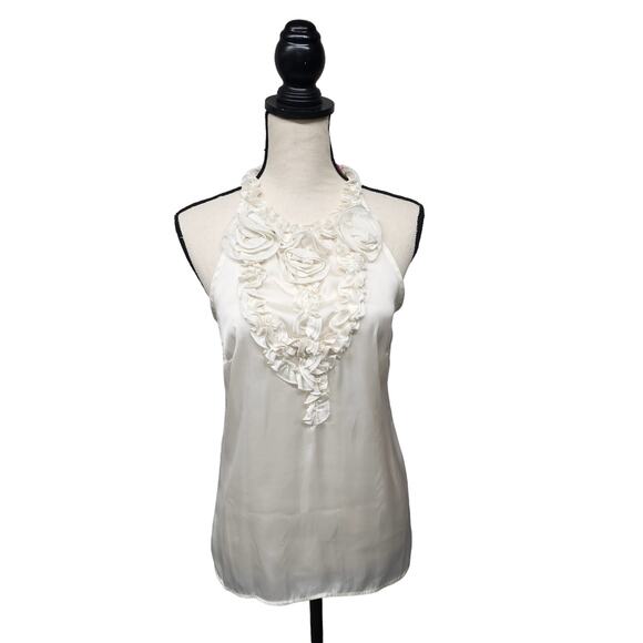 Sunny Leigh Dress Shirt Womens Small Sleeveless Ruffle Coquette Office Fairy - Picture 2 of 8